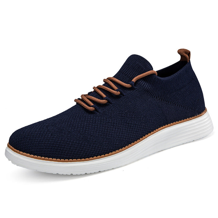 Herrer nan elastisk strik-sneaker i sokke-design med polstret komfortfoders, fleksibel letløbssål og dekorativ snøring Skovae