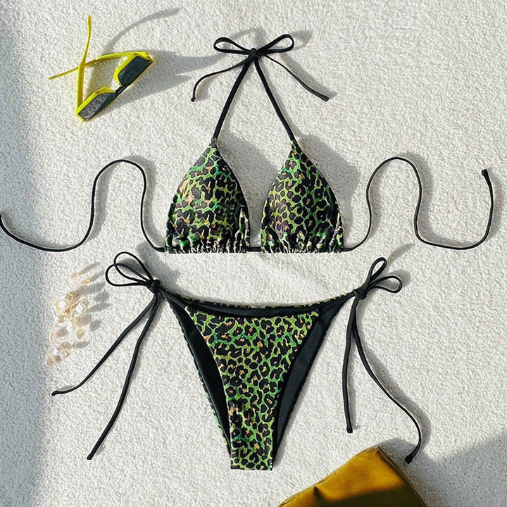Dame Triangel-bikini med spændende dyreprint Skovae