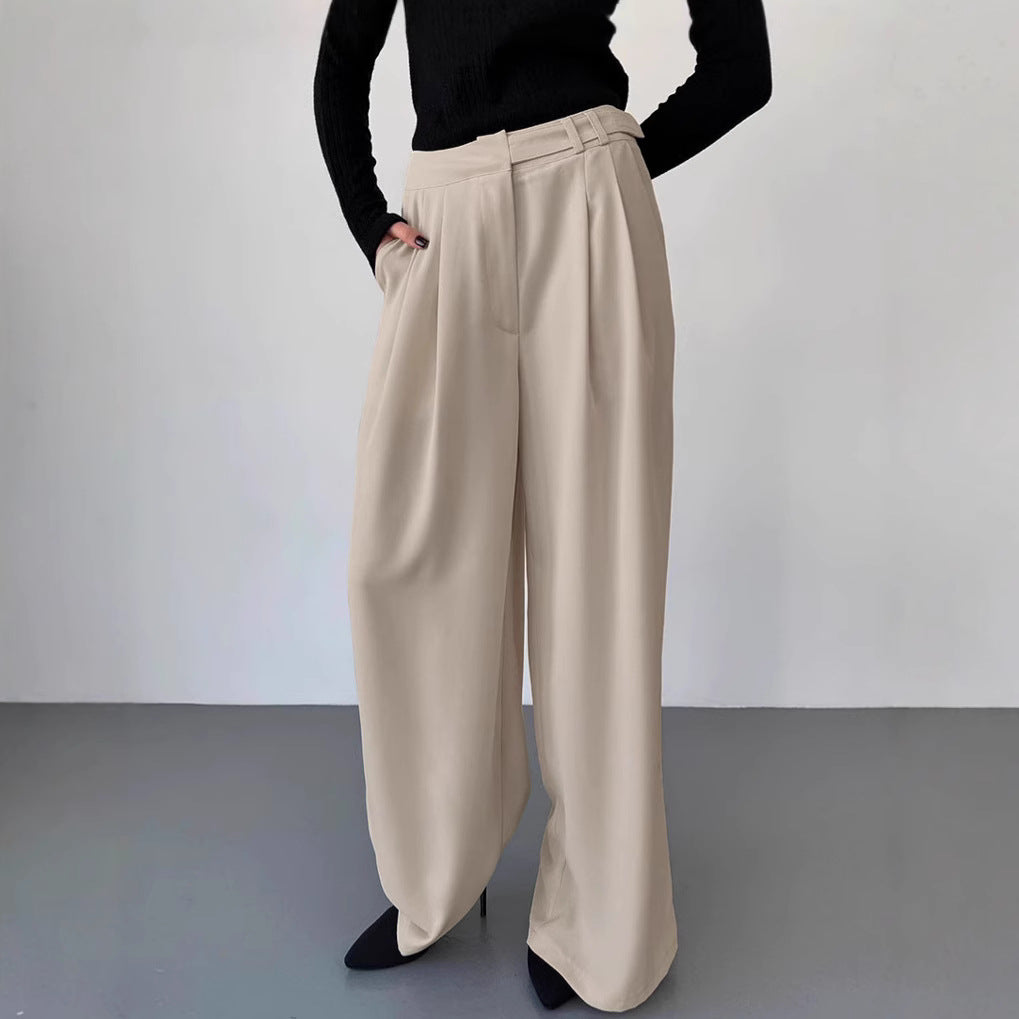 Dame bred chinos med elegant snit og højt siddende talje Stilla