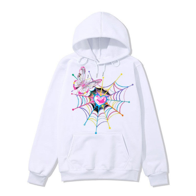 Kvinders hætte sweatshirt med kunstnerisk sommerfugl edderkoppespind motiv Skovae