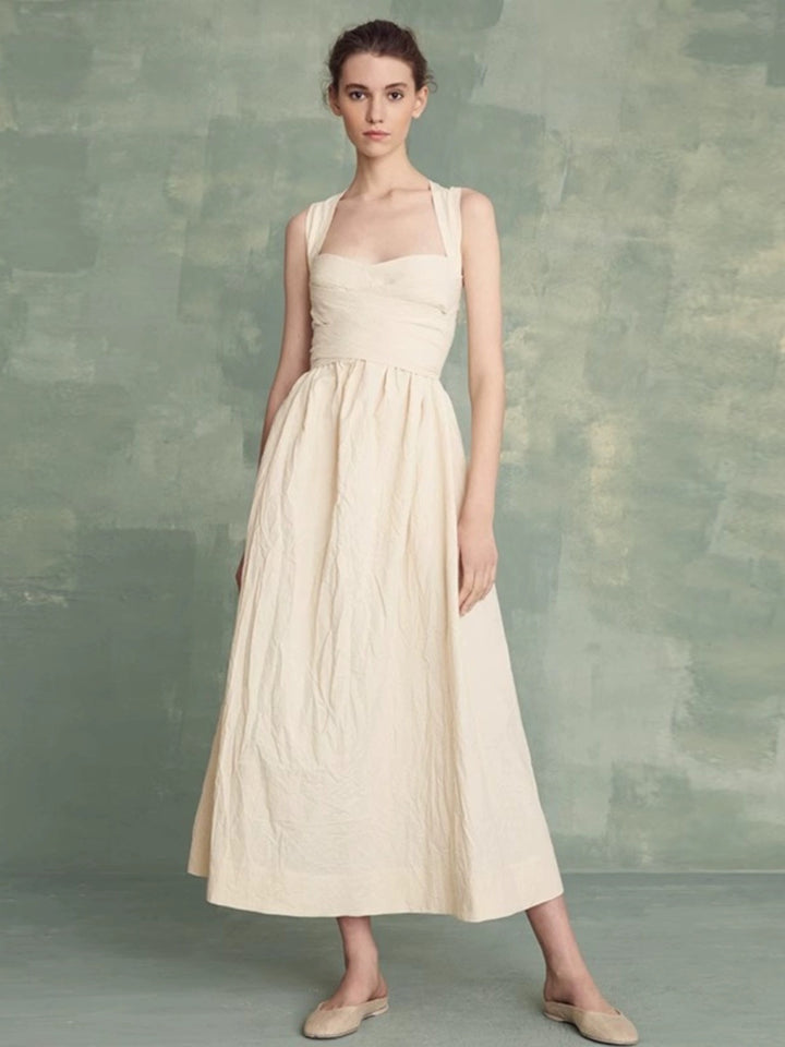 Dame Maxikjole med smart strapless top og udsvinget design Stilla