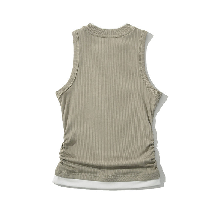 Dame Sporty Tanktop med høj lukket krave og dekorativt flæsedetalje Stilla