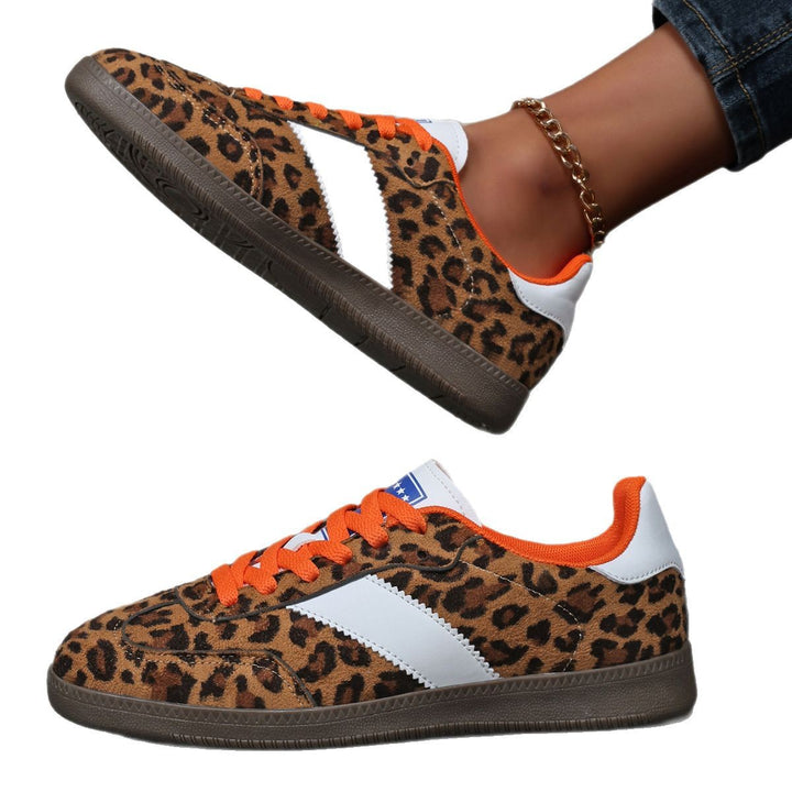 Dame nan leopardmønster wildlærgslook sneakers med ergonomisk polstret sål og skridsikre gummisåler skovae