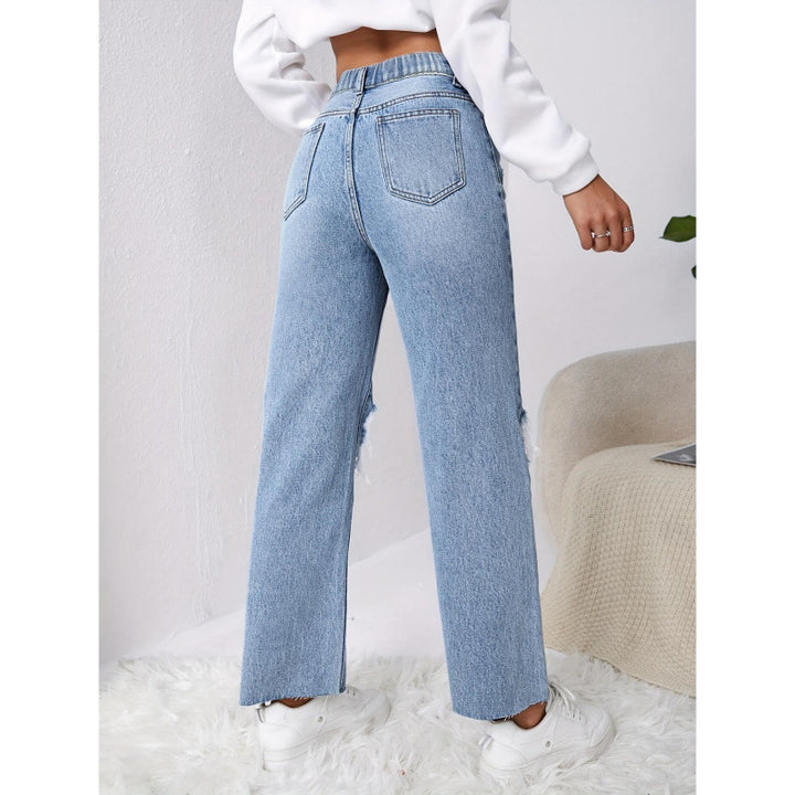 Dame Mom-Jeans i vintage-look med ødelagte effekter Skovae