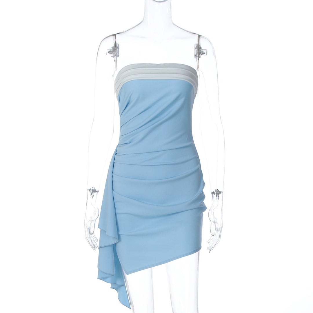 Dame raffineret wrap-kjole med asymmetrisk kant og elegante folder Skovae