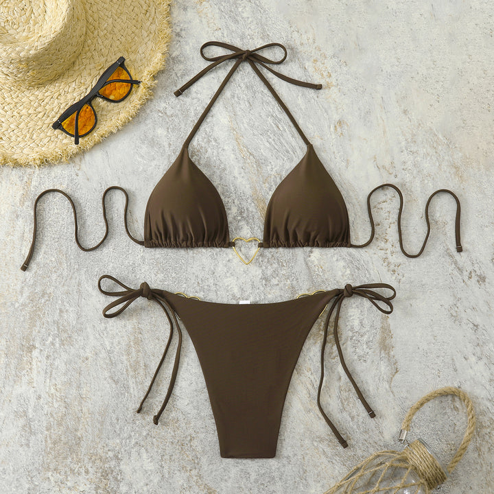 Dame trekant-bikini med stilfulde hjerte-accenter Skovae