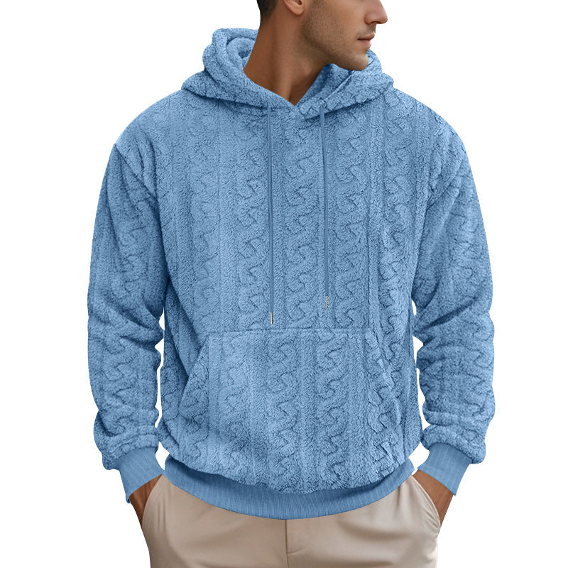 Herrer hoodie lavet af blødt polarstof med praktiske kængurulommer Stilla