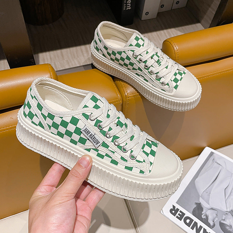 Dame Chunky Plateau Sneakers med ternet mønster og polstret sål Stilla