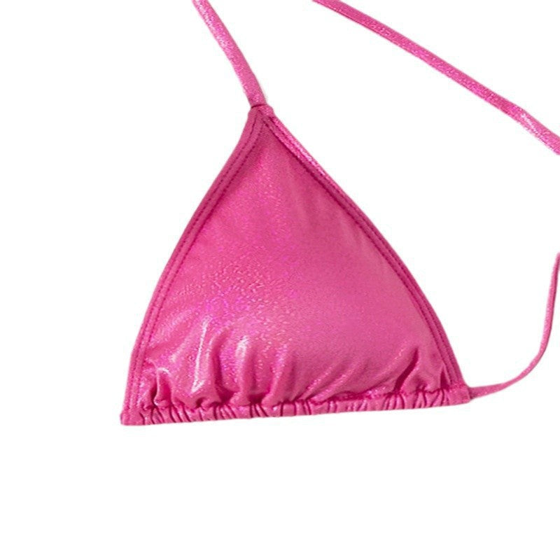 Dame Triangel-Bikini med glitrende finish og justerbare bindebånd Skovae