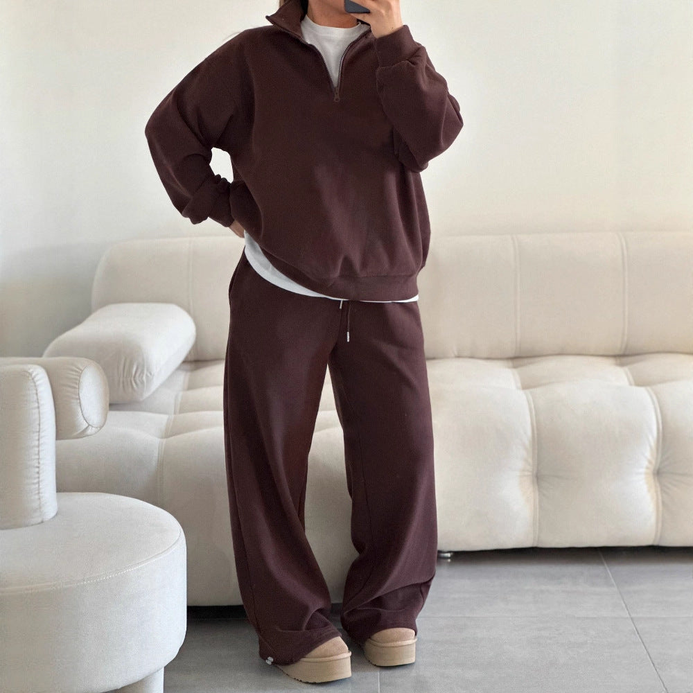Kvindernes komfortable fleece zip hoodie med en afslappet pasform og brede ærmer