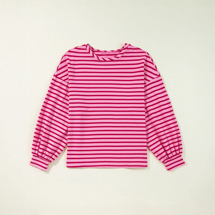 Dame Lækkert Sweatshirt med Bredskårne Ærmer og Moderne Striber Skovae