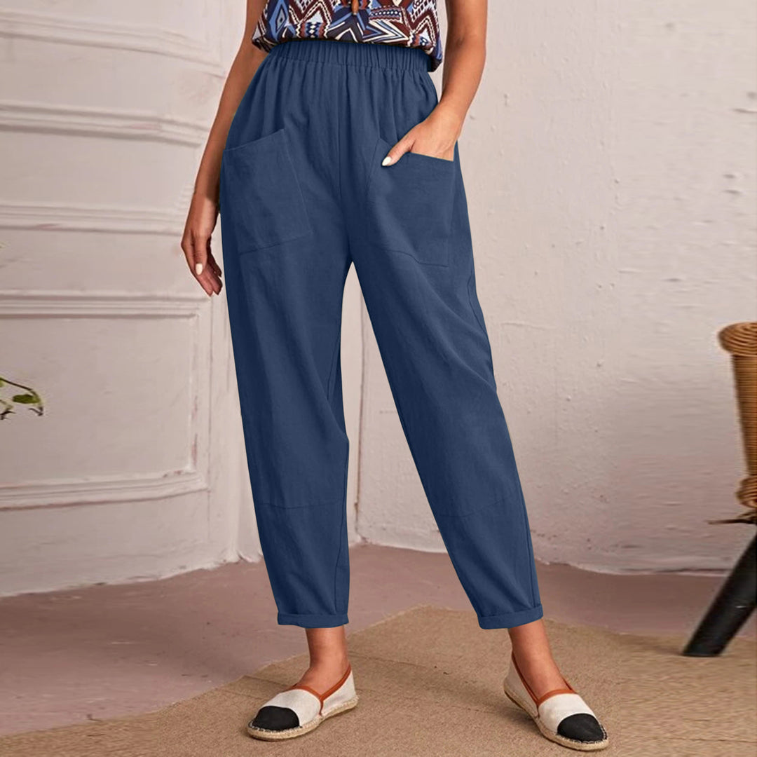 Dame Relaxed Fit Bukser med elastisk talje og praktiske lommer Stilla