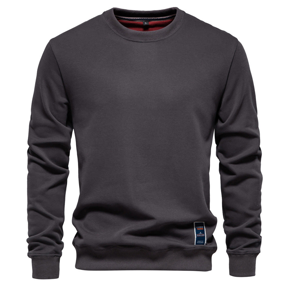Herrer nan klassisk rundhals-sweatshirt lavet af tung bomuldsblanding med børstet inderside og ribbede manchetter Skovae