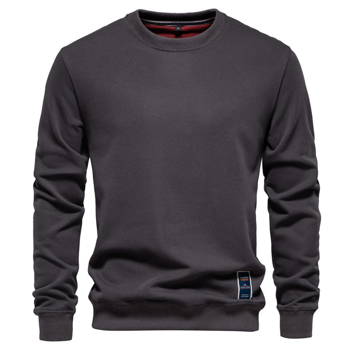 Herrer nan klassisk rundhals-sweatshirt lavet af tung bomuldsblanding med børstet inderside og ribbede manchetter Skovae