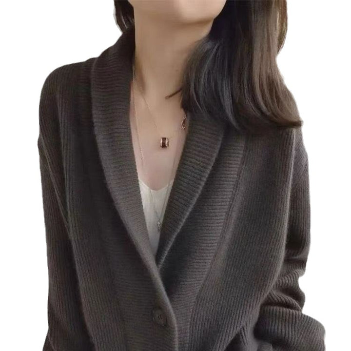 Damer Cozy Strik Cardigan med Brede Klapper og Lommer