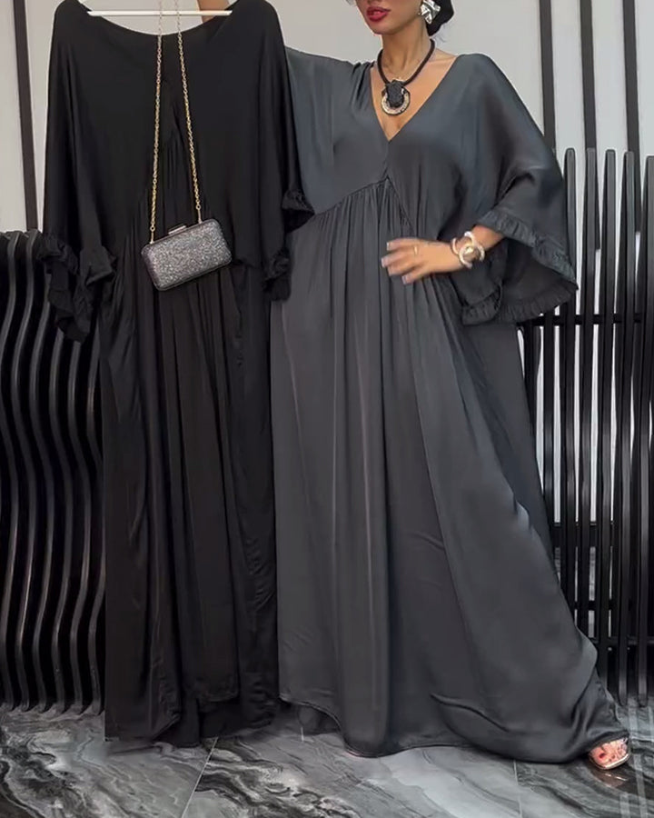 Damer luftig maxikjole med elegante flæseærmer Stilla