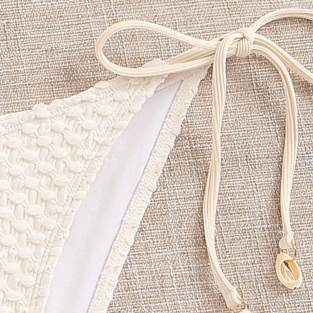Dame bandeau-bikini med elastiske bindebånd Skovae