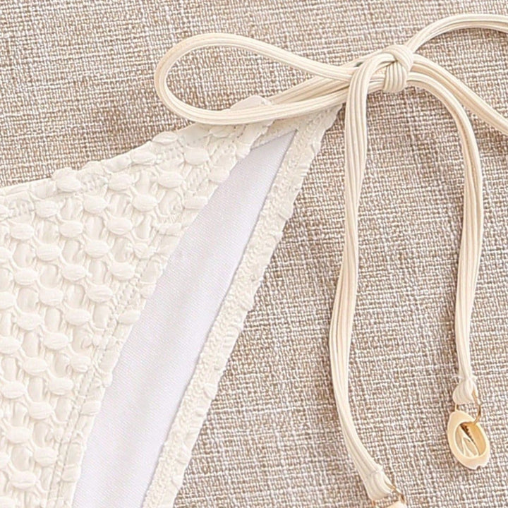 Dame bandeau-bikini med elastiske bindebånd Skovae