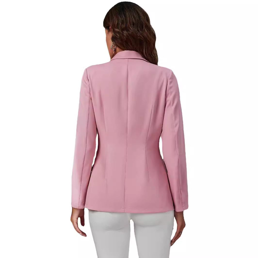 Dame Elegant Blazer med dobbelt knaplinje og sidelommer Stilla