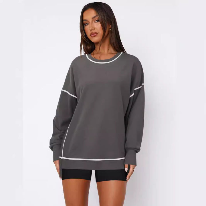 Dame afslappet sweatshirt med fashionabel pasform og overdimensionerede ærmer Stilla