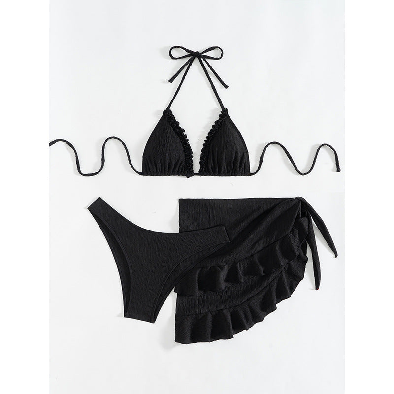 Dame Rynkefri Trekant-Bikini-Sæt med Wrap Skirt Stilla