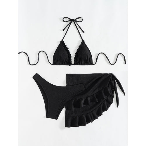 Dame Rynkefri Trekant-Bikini-Sæt med Wrap Skirt Stilla