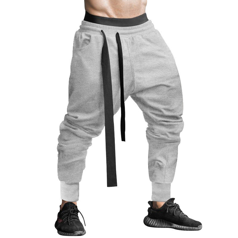 Herrer nan vaffelstruktureret joggingbukser med lav skridt elastisk komfortbånd og konisk benafslutning Skovae