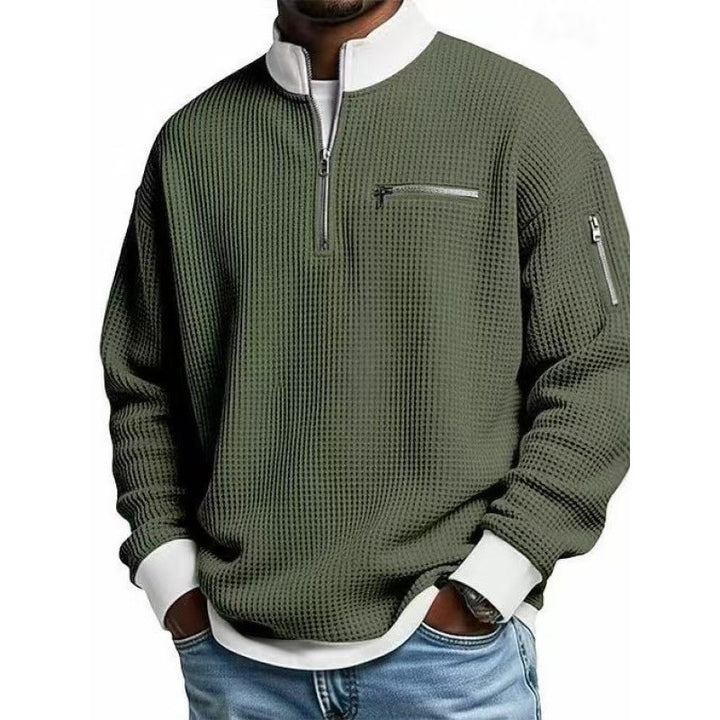Mænds sweatshirt med høj krave og praktisk lynlås Skovae