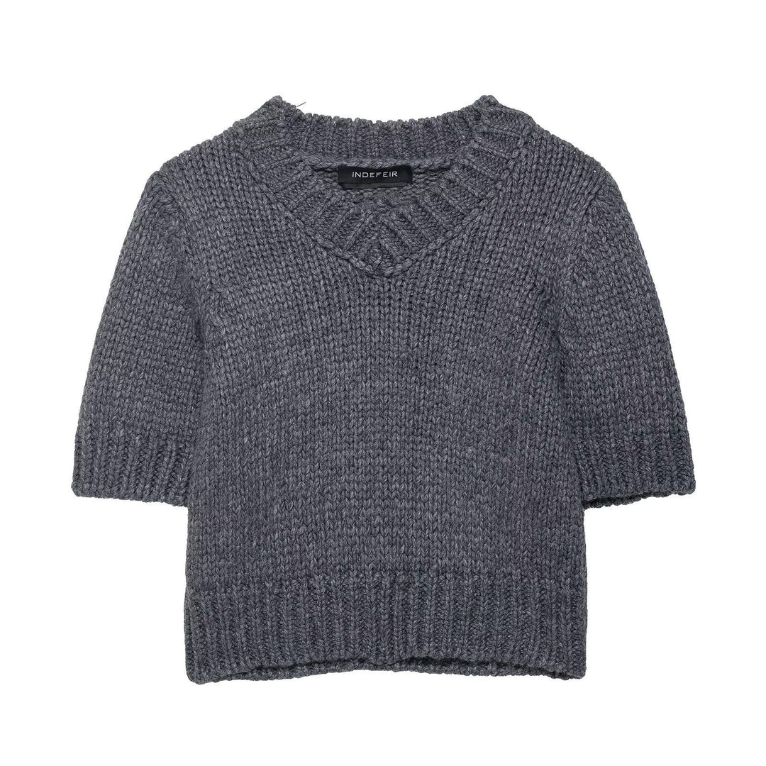 Dame sweater med kort ærme og V-hals Stilla