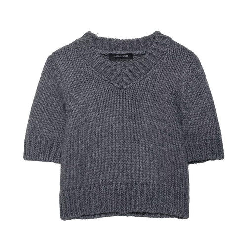 Dame sweater med kort ærme og V-hals Stilla