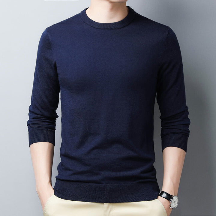 Stilla | Langærmet T-shirt Slim Fit Uld Silke Rundhalset med Ribkant