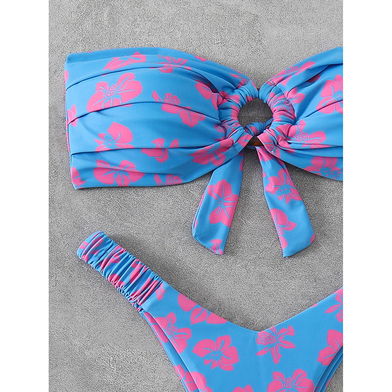 Dame Bandeau-bikini med raffineret blomstermønster Skovae