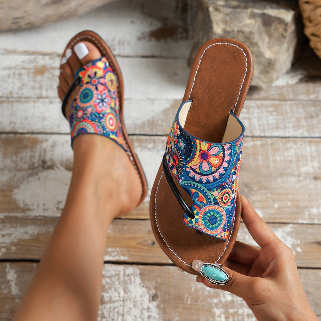 Dame Farverige Tåsplit Sandaler Stilla