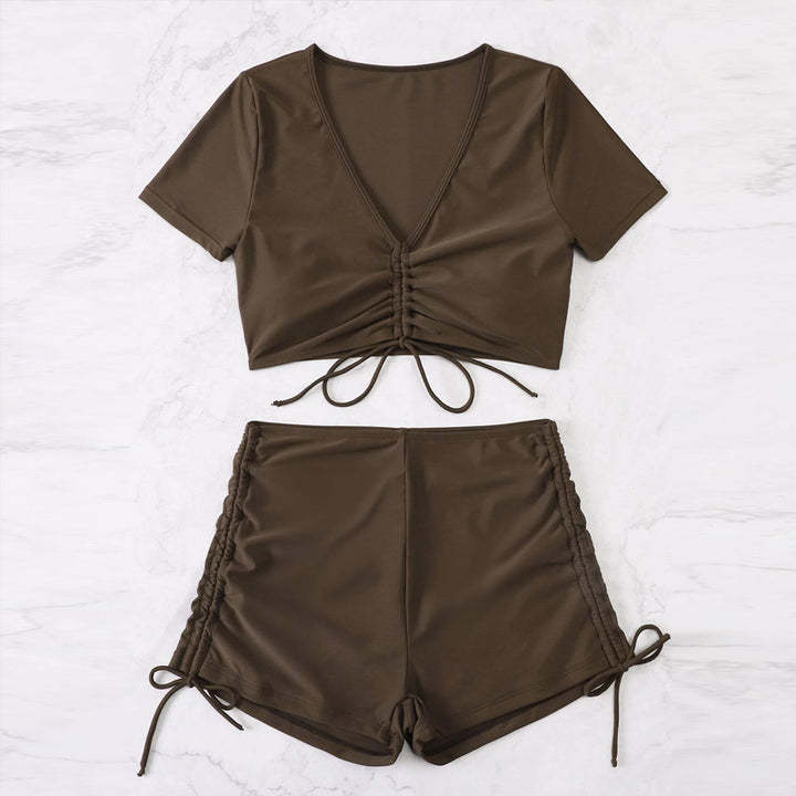 Dame cropped top med høj talje og rynkedetaljer Skovae