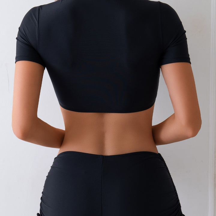 Dame sporty bikini top med knyttet detalje og højtaljede shorts Stilla