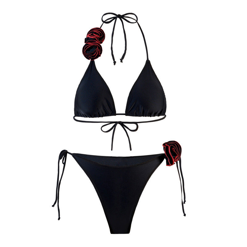 Dame triangel-bikini med legende blomster design og justerbare stropper Skovae