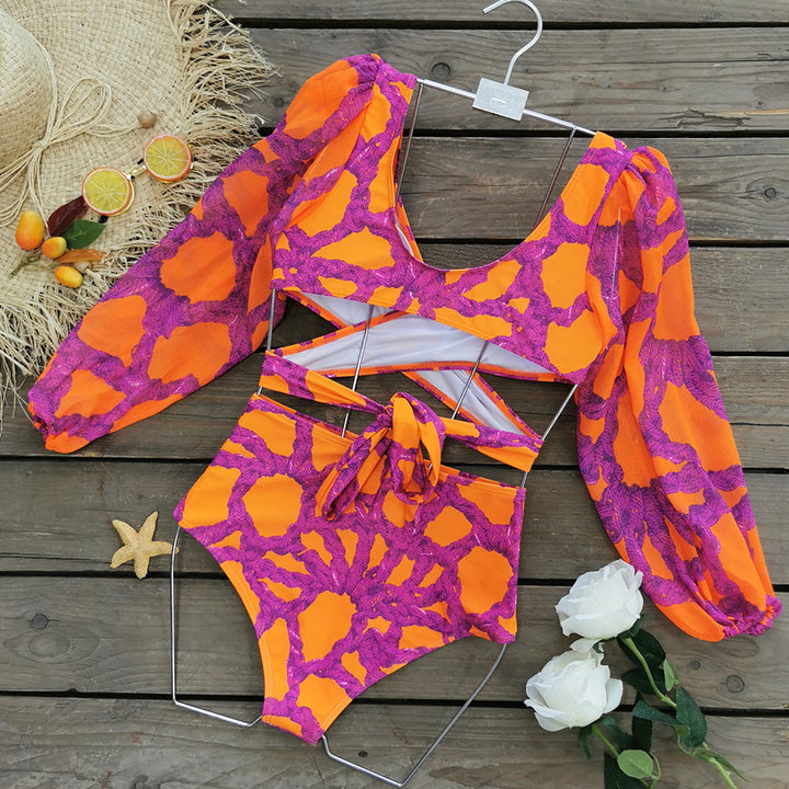 Dame badeshorts sæt med stilfulde volanger og legende blomsterdesign Stilla