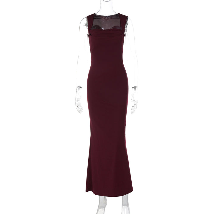 Dame Elegant Stribekjole med transparente indlæg Skovae