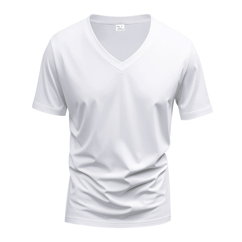 Herrer nan V-udskærings T-shirt i strækbomuld med ergonomisk skuldersnit og flad søm Skovae