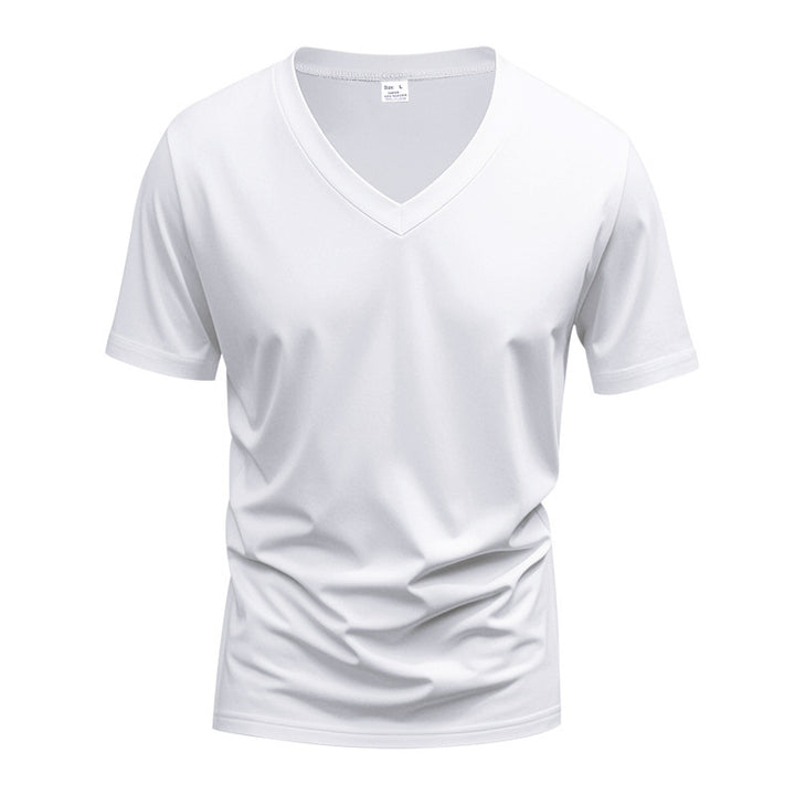 Herrer nan V-udskærings T-shirt i strækbomuld med ergonomisk skuldersnit og flad søm Skovae