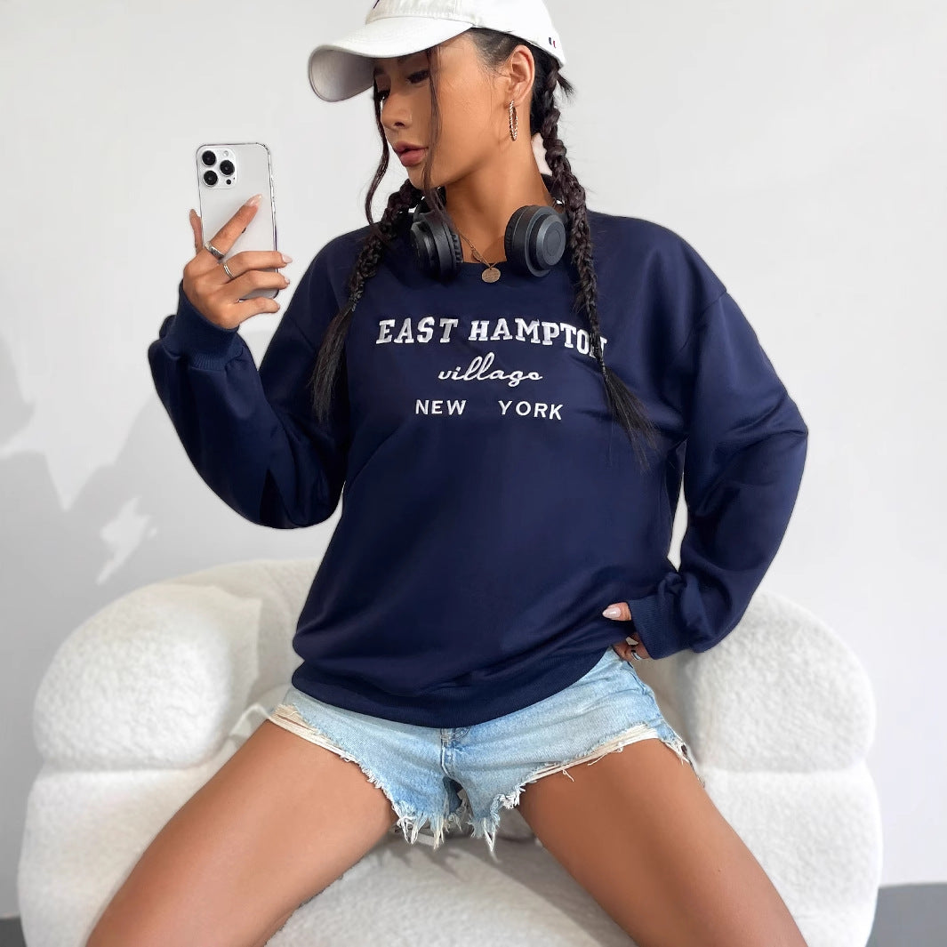 Kvinders afslappede sweatshirt med kreativ tekst og behagelig pasform Stilla