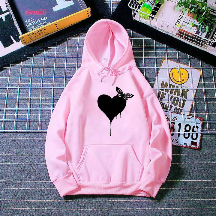 Kvinders hoodie med kreativ hjerte design Skovae