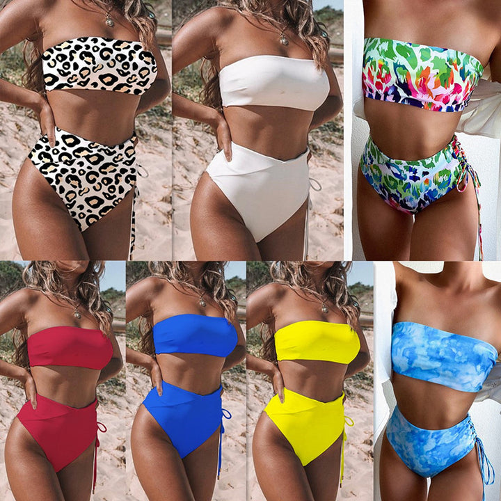 Dame Bandeau-bikini med høj talje Skovae