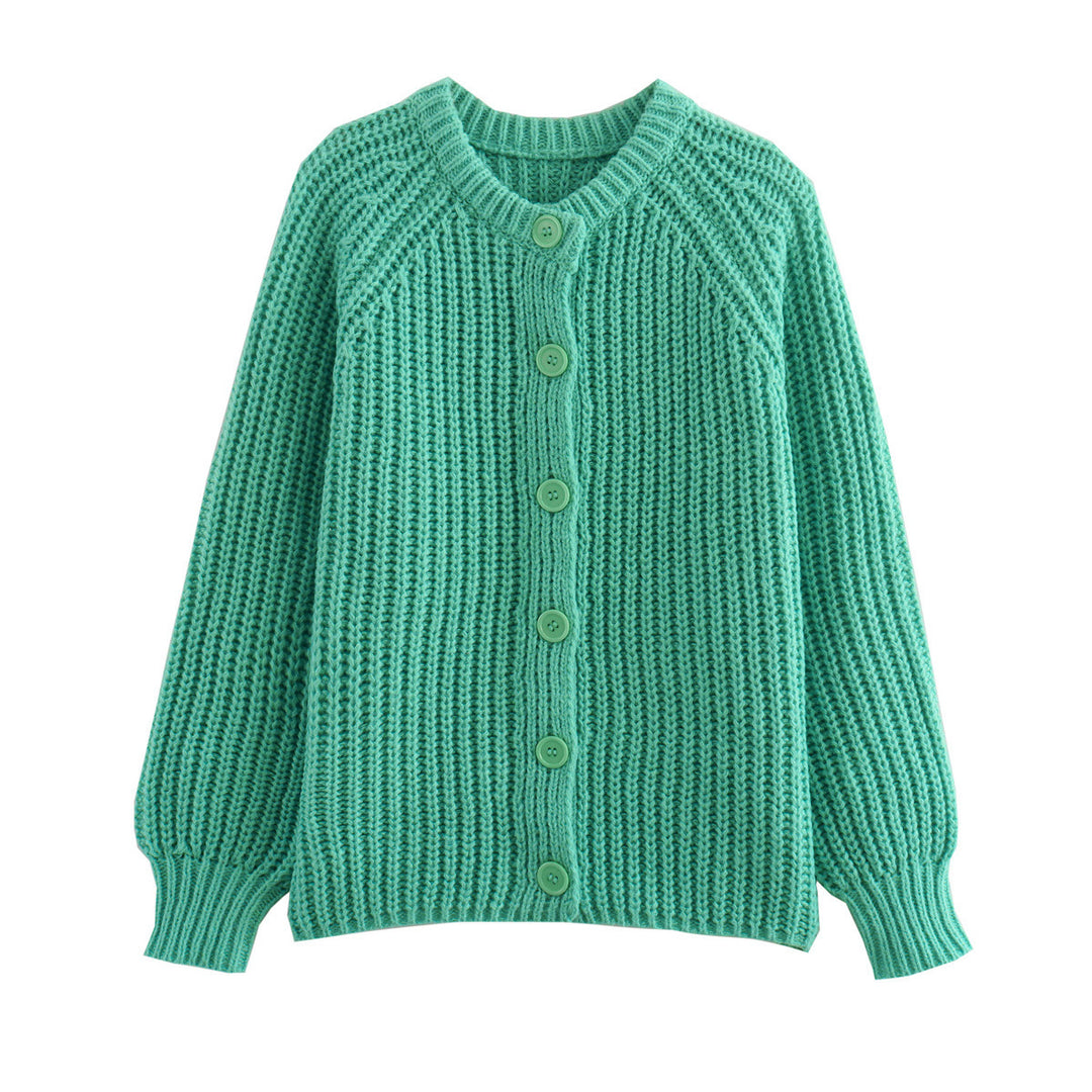 Kvinder hyggelig cardigan med vertikal rib struktur og store knapper Stilla