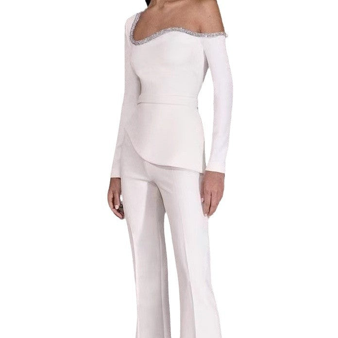 Dame elegant heldragt med asymmetrisk design og glitrende pynt Stilla