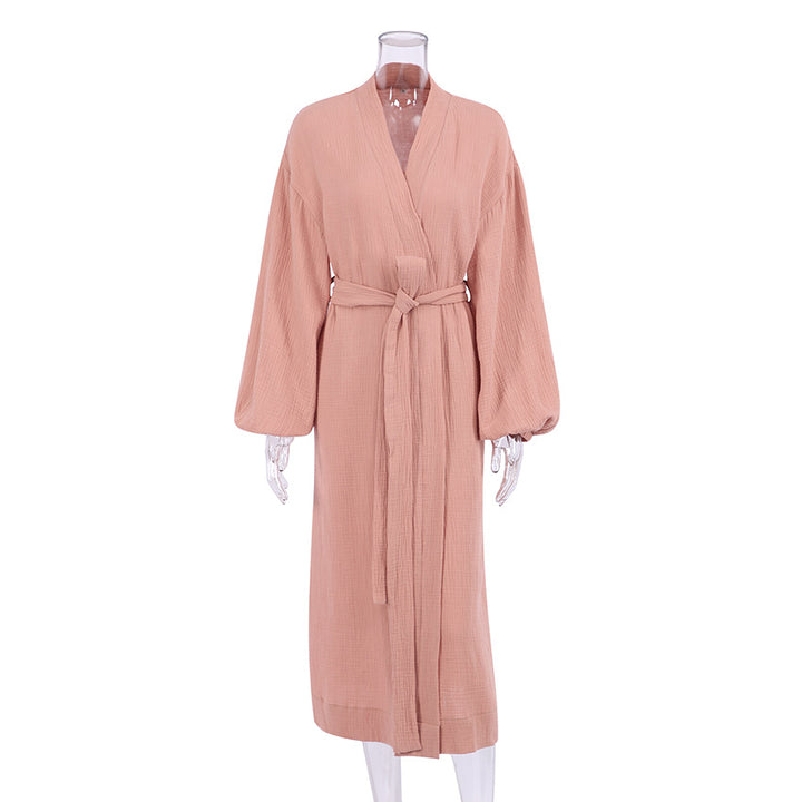 Dame Kimono-Robe med elegante lange ærmer og taljerbar bælte Stilla