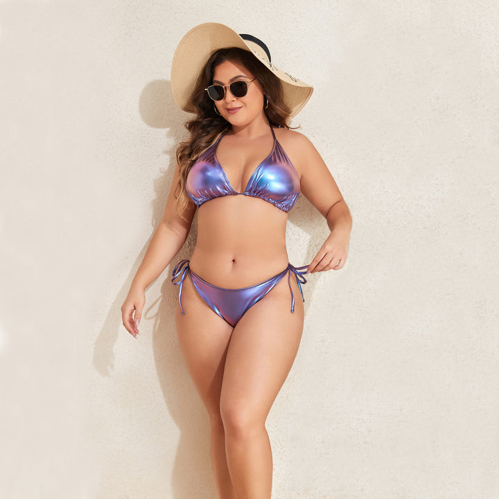 Dame triangel-bikini med skinnende design Skovae