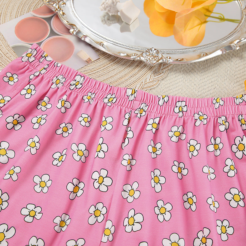 Dame afslappet lounge-sæt med blomster mønster og cropped top Stilla