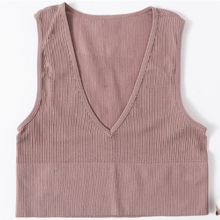 Dame Legende V-hals top i ribstrik Stilla