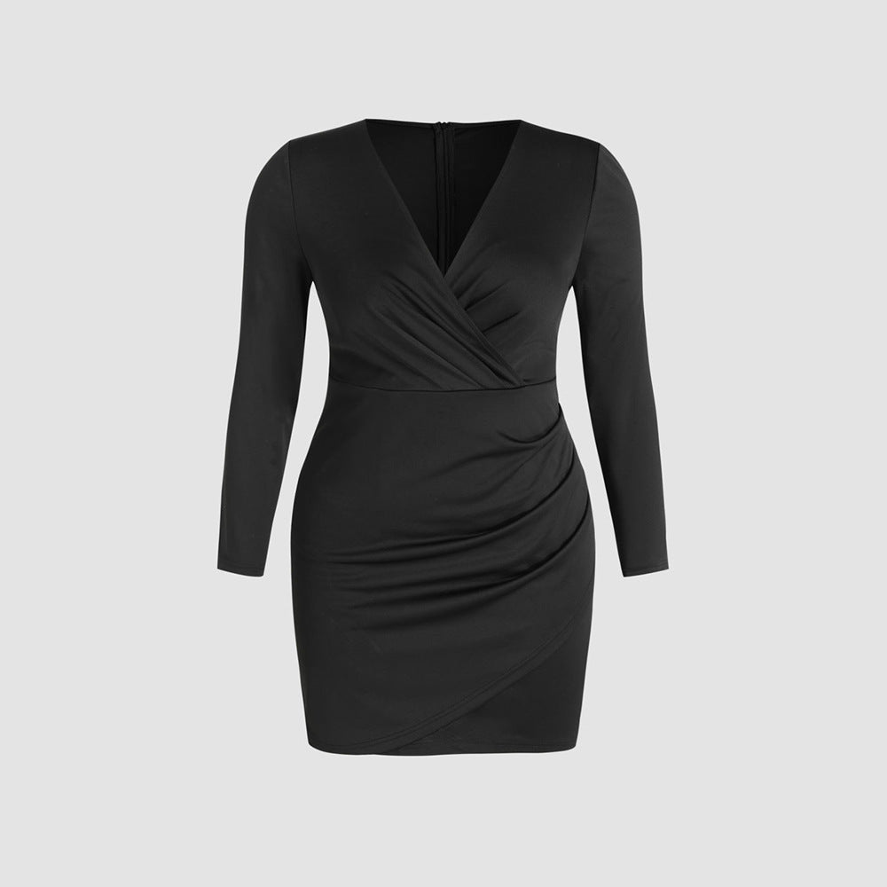 Dame omslagskjorte med elegant drapering og dyb V-udskæring Stilla